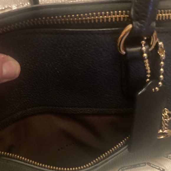 Coach Polished Black Leather  Elise Satchel with Gold Accents - Picture 12 of 16